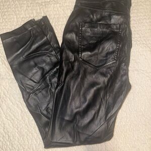 eunina Black Faux Leather Jeggings - Skinny Fit